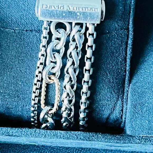Authentic David Yurman sterling silver & 18k gold multi strand chain bracelet - Picture 4 of 6